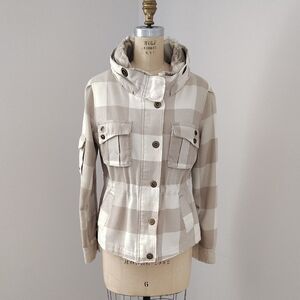BB Dakota Beige Plaid Utility Jacket